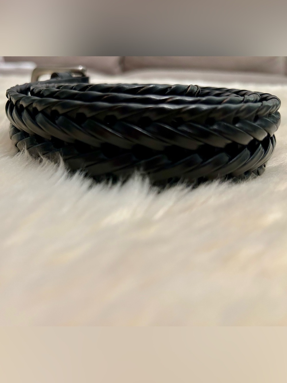 Dockers Black Braided Leather Belt with Polished Buckle